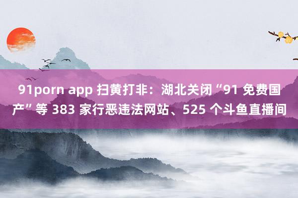 91porn app 扫黄打非：湖北关闭“91 免费国产”等 383 家行恶违法网站、525 个斗鱼直播间