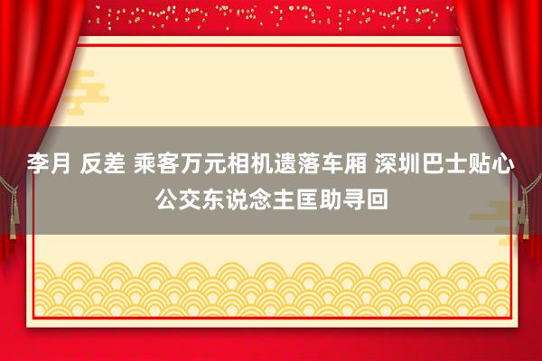 李月 反差 乘客万元相机遗落车厢 深圳巴士贴心公交东说念主匡助寻回