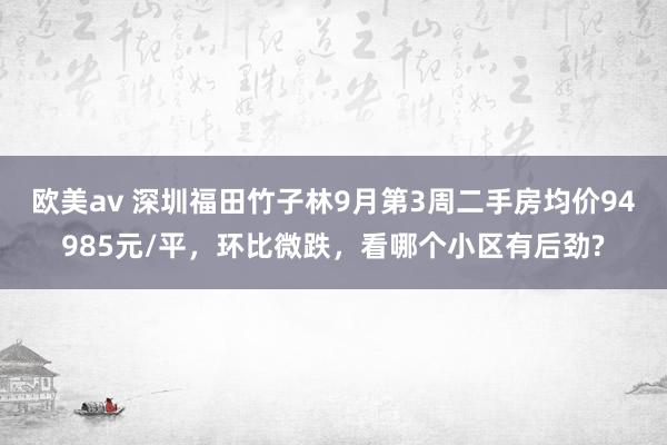 欧美av 深圳福田竹子林9月第3周二手房均价94985元/平，环比微跌，看哪个小区有后劲?