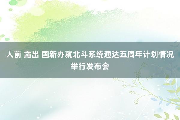 人前 露出 国新办就北斗系统通达五周年计划情况举行发布会